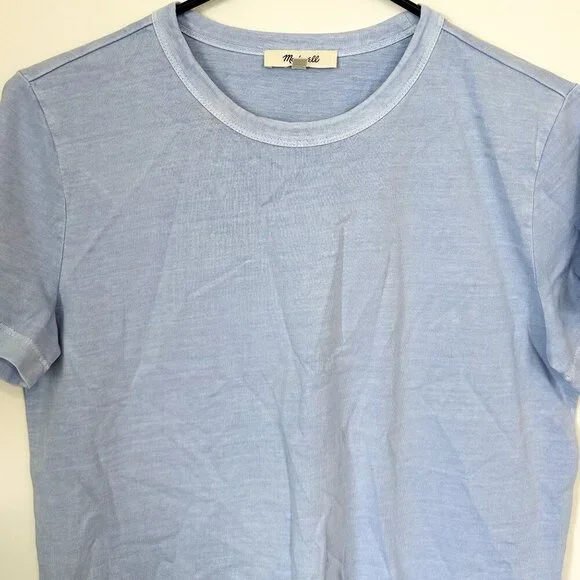 NEW Madewell Light Blue The Perfect Crewneck Tee in Cotton - Size: XS - Picture 3 of 9
